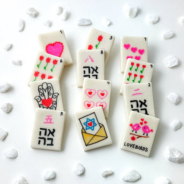 jewish valentine's day and tu b'av mahjong tiles