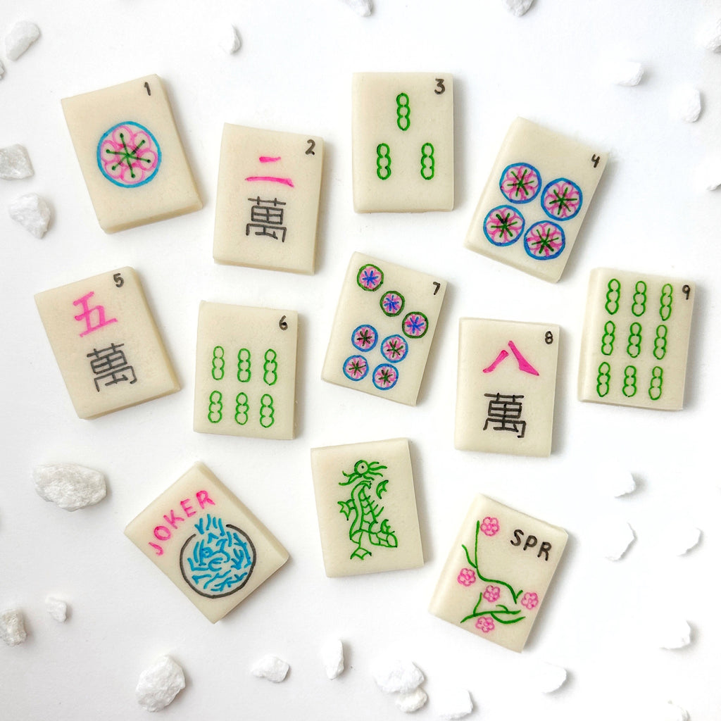 Spring Mahjong Set Mahjong Edible Marzipan Candy Tiles Gift Box | marzipops