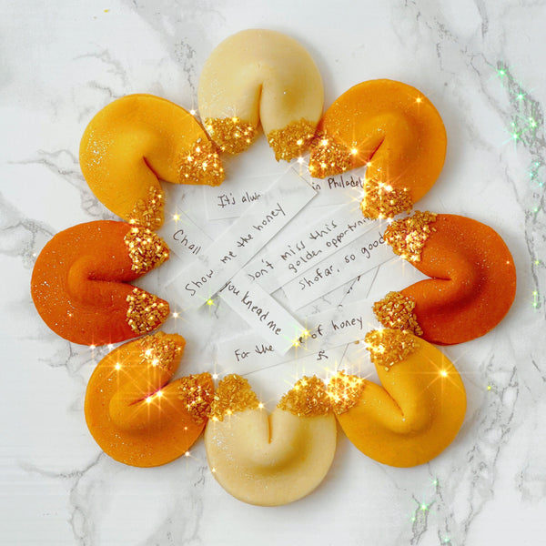 rosh hashanah golden fortune cookies sparkly
