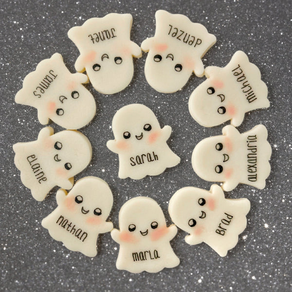 halloween personalized ghosties marzipan on glitter