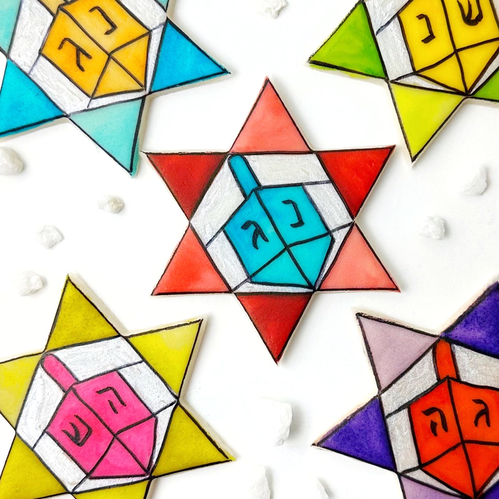 hanukkah stained glass stars of David
