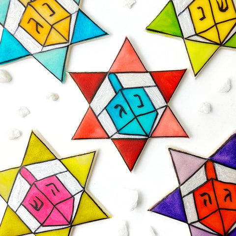 hanukkah stained glass stars of David