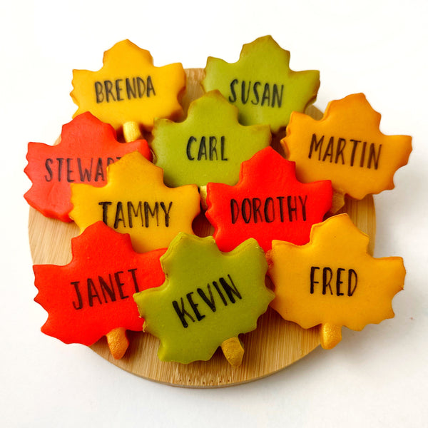 personalized solid leaves on a plate