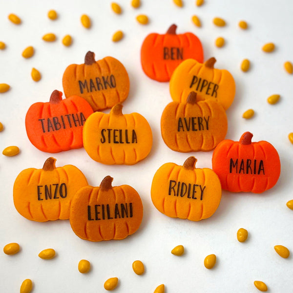 personalized pumpkins flatlay