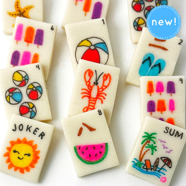 summer beach mahjong tiles
