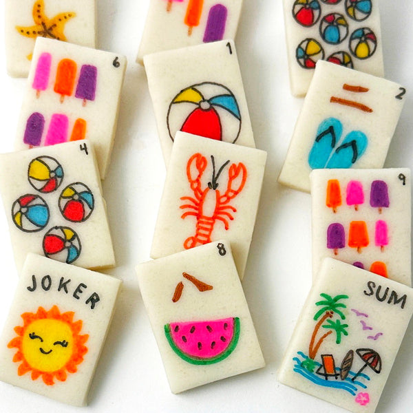 summer beach mahjong tiles