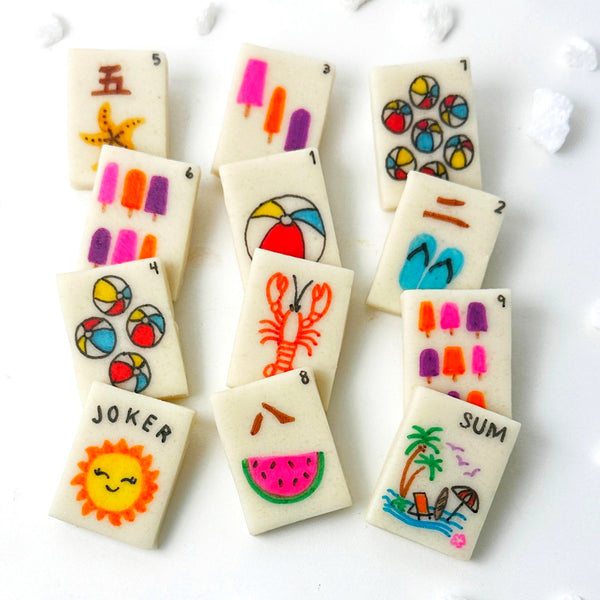 summer beach mahjong tiles
