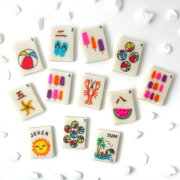 summer beach mahjong tiles