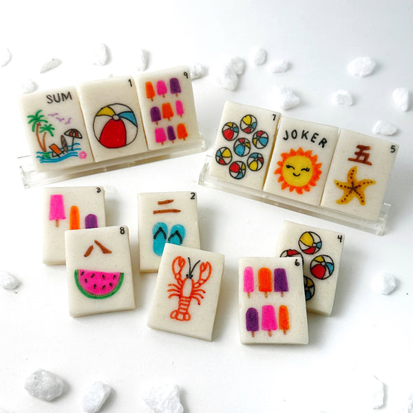 summer beach mahjong tiles