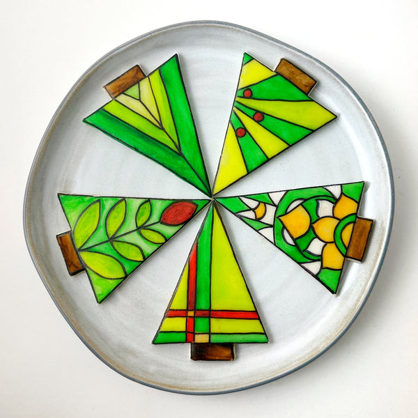 stained glass tree on a plate