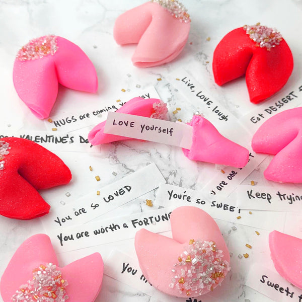 valentine's day fortune cookies closeup