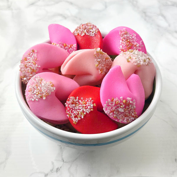 valentine's day fortune cookies in a bowl