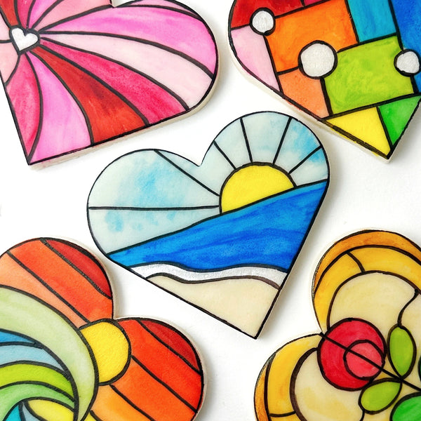 stained glass hearts