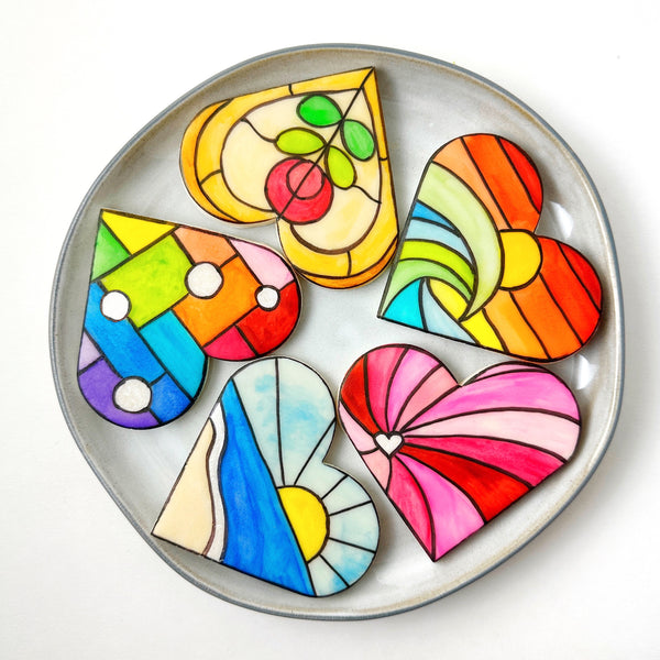 stained glass hearts