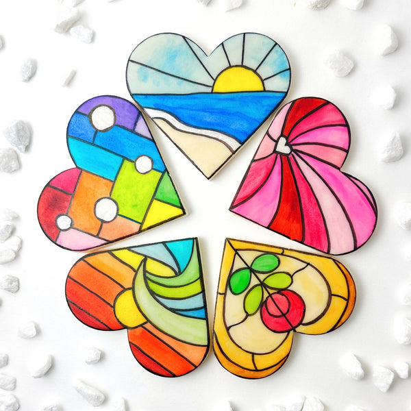 stained glass hearts