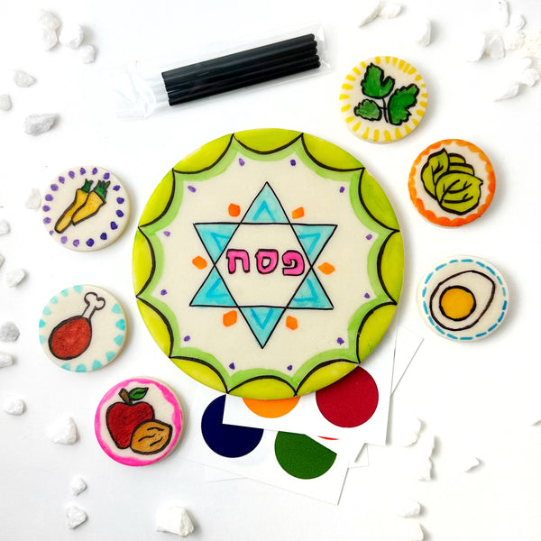 passover paint your own seder plate painted spread out