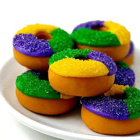 mardi gras mini king cakes closeup