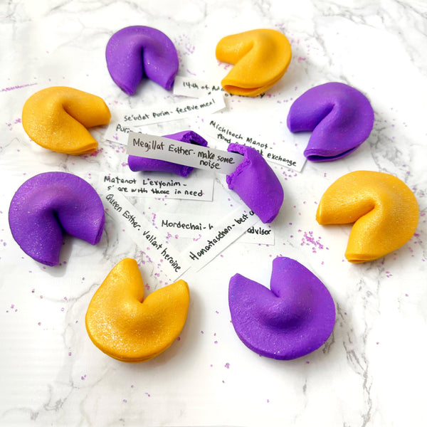 purim sparkly fortune cookies