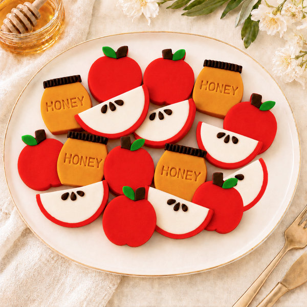 rosh hashanah apples & honey marzipan tiles