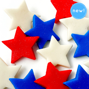 red, white & blue glitter stars