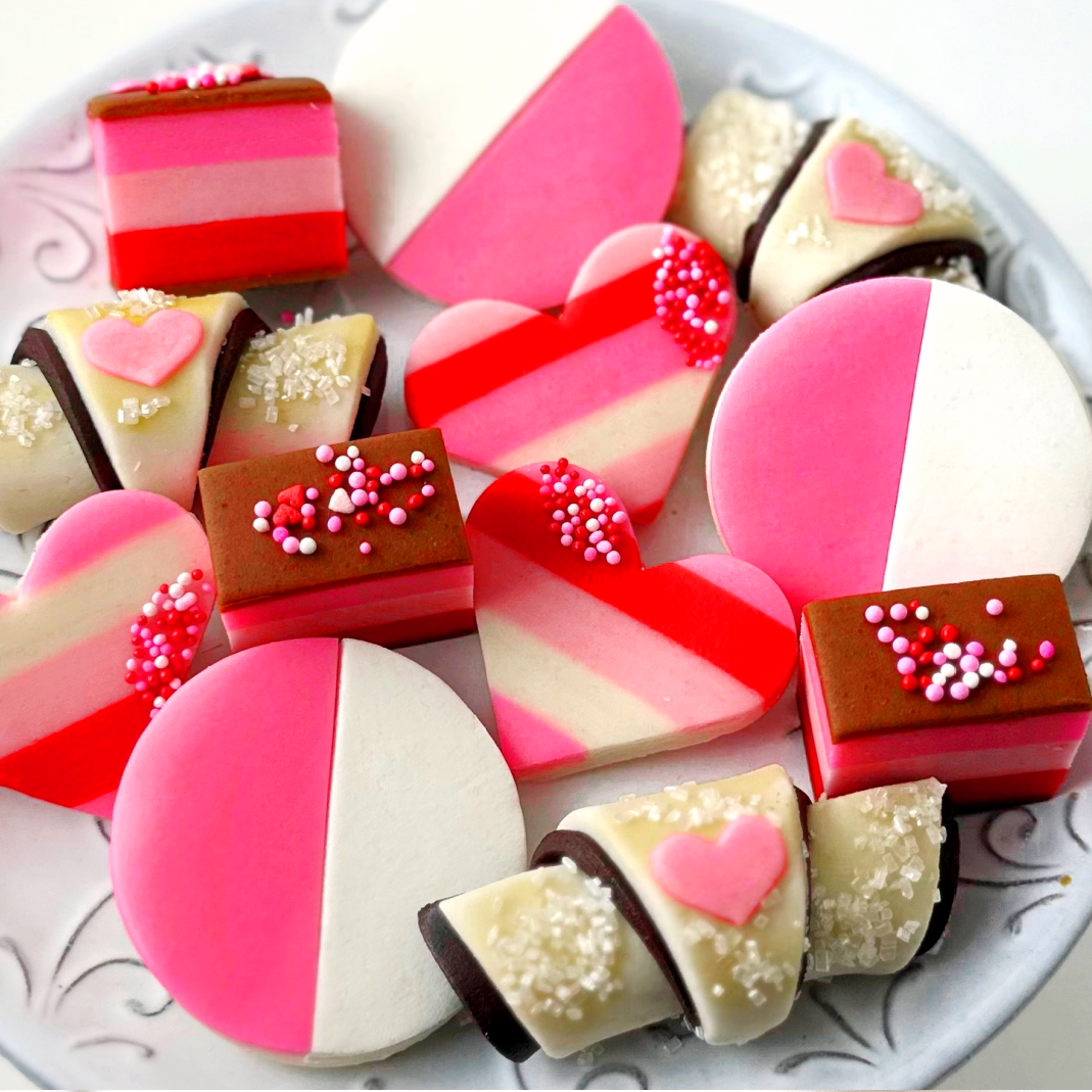 valentine's day cookie collection closeup