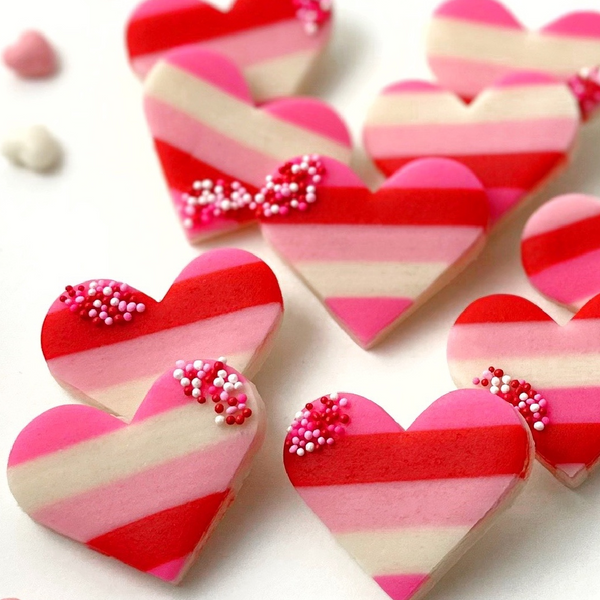 striped valentine's day hearts
