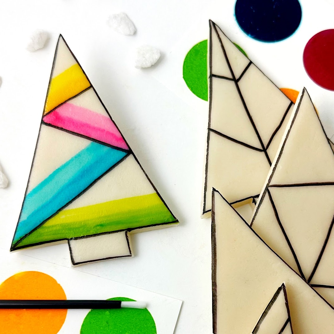 paint your own christmas trees closeup