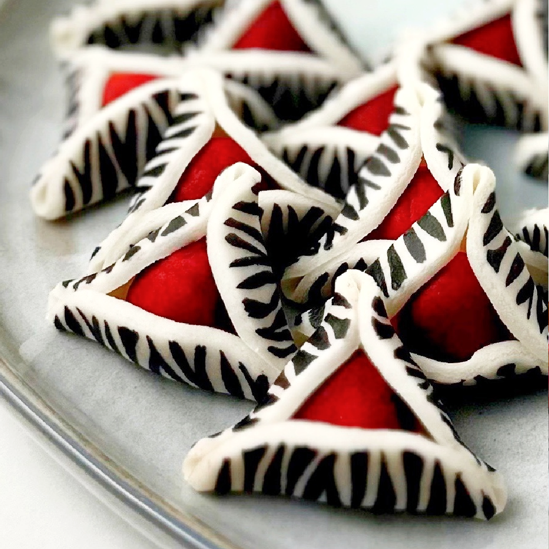 purim zebra hamantaschen closeup