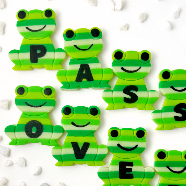 passover striped lettered frogs