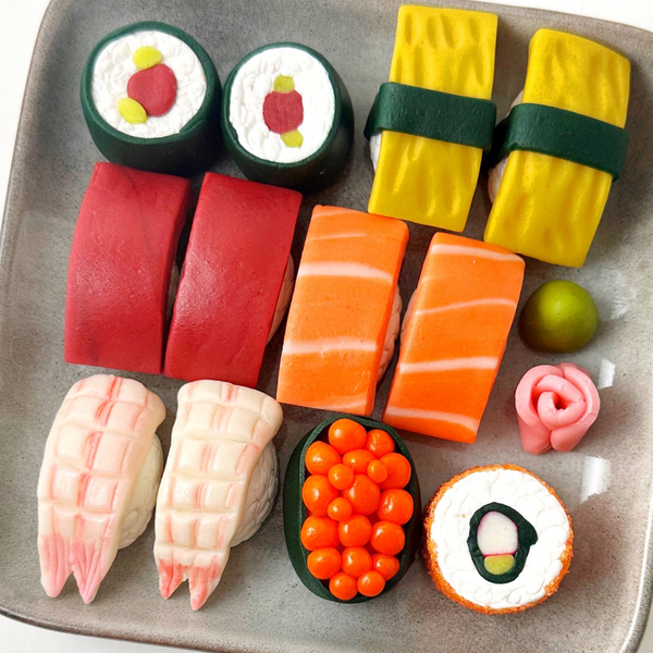 marzipan candy sushi closeup