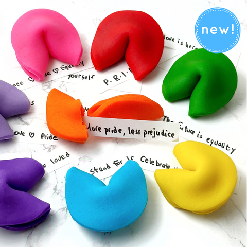 pride rainbow fortune cookies