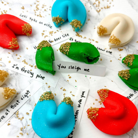 christmas fortune cookies closeup