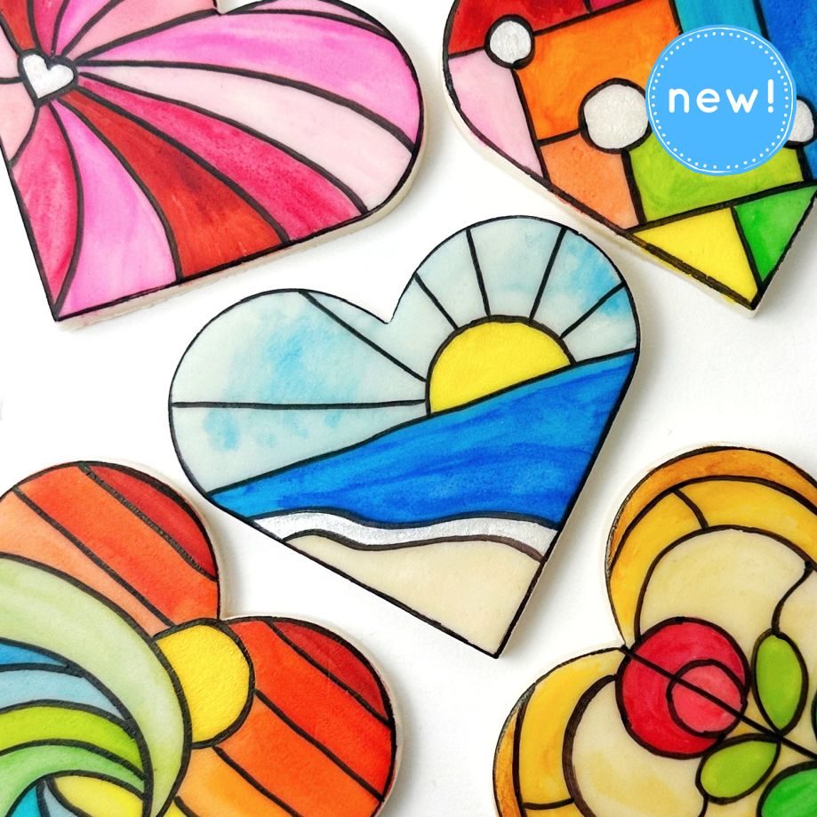 stained glass hearts