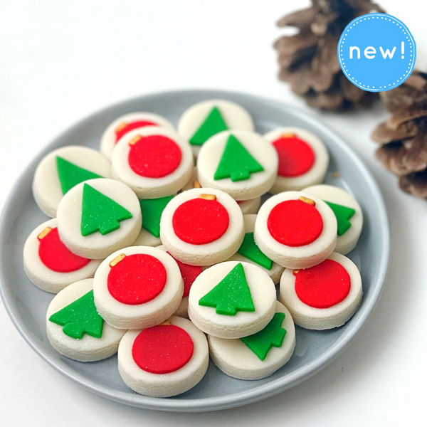 christmas ornament and tree candy bites