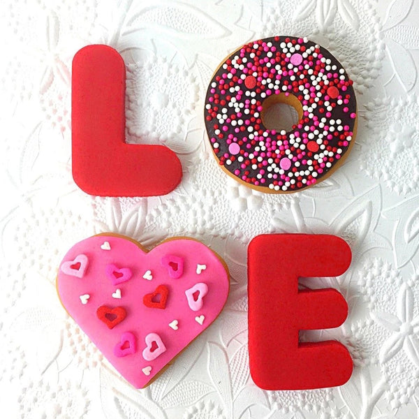 Valentine's Day love donuts doughnuts marzipan candy sculpture treats