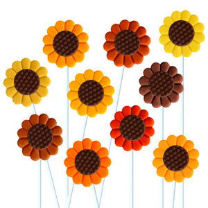 autumn sunflowers marzipan candy lollipops
