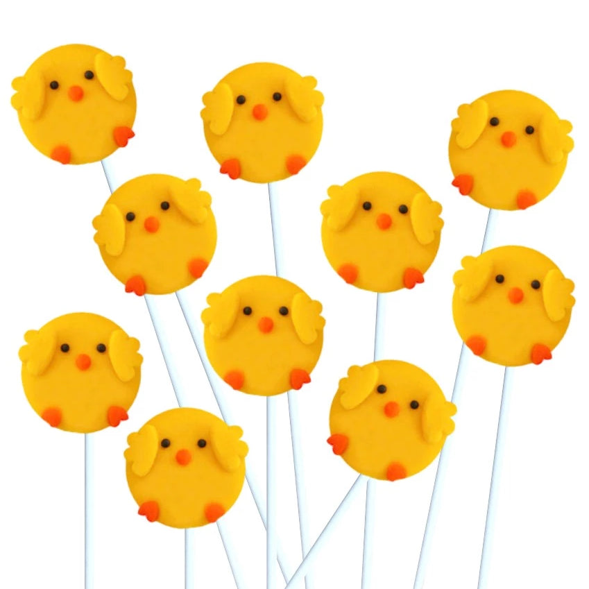Easter yellow chicks marzipan candy lollipops