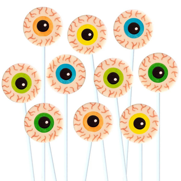 Halloween creepy eyeballs marzipan candy lollipops