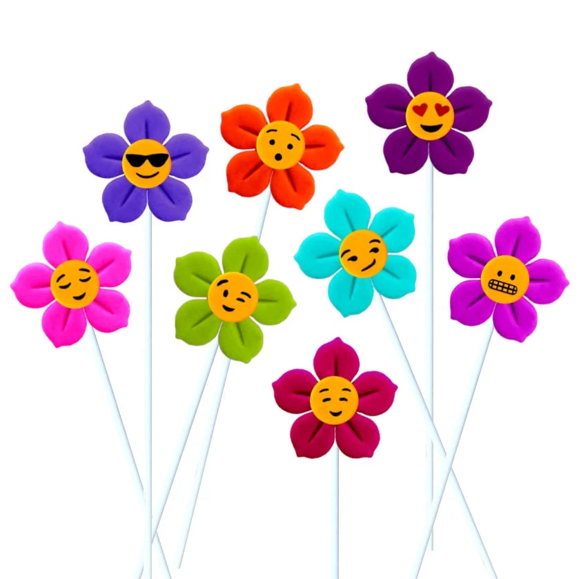emoji flower marzipan candy lollipops