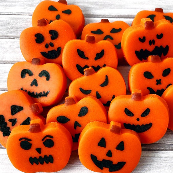 Halloween jack 'o' lantern marzipan candy tiles