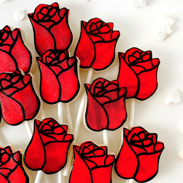 marzipan candy roses closeup