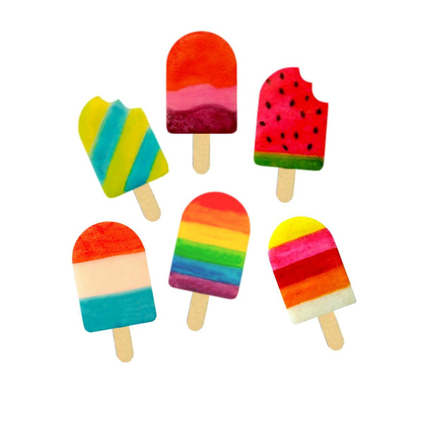 ice popsicles rainbow colors array of marzipan candy lollipops with real sticks