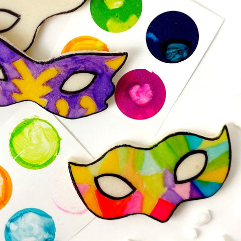 purim paint your own marzipan masks closeup