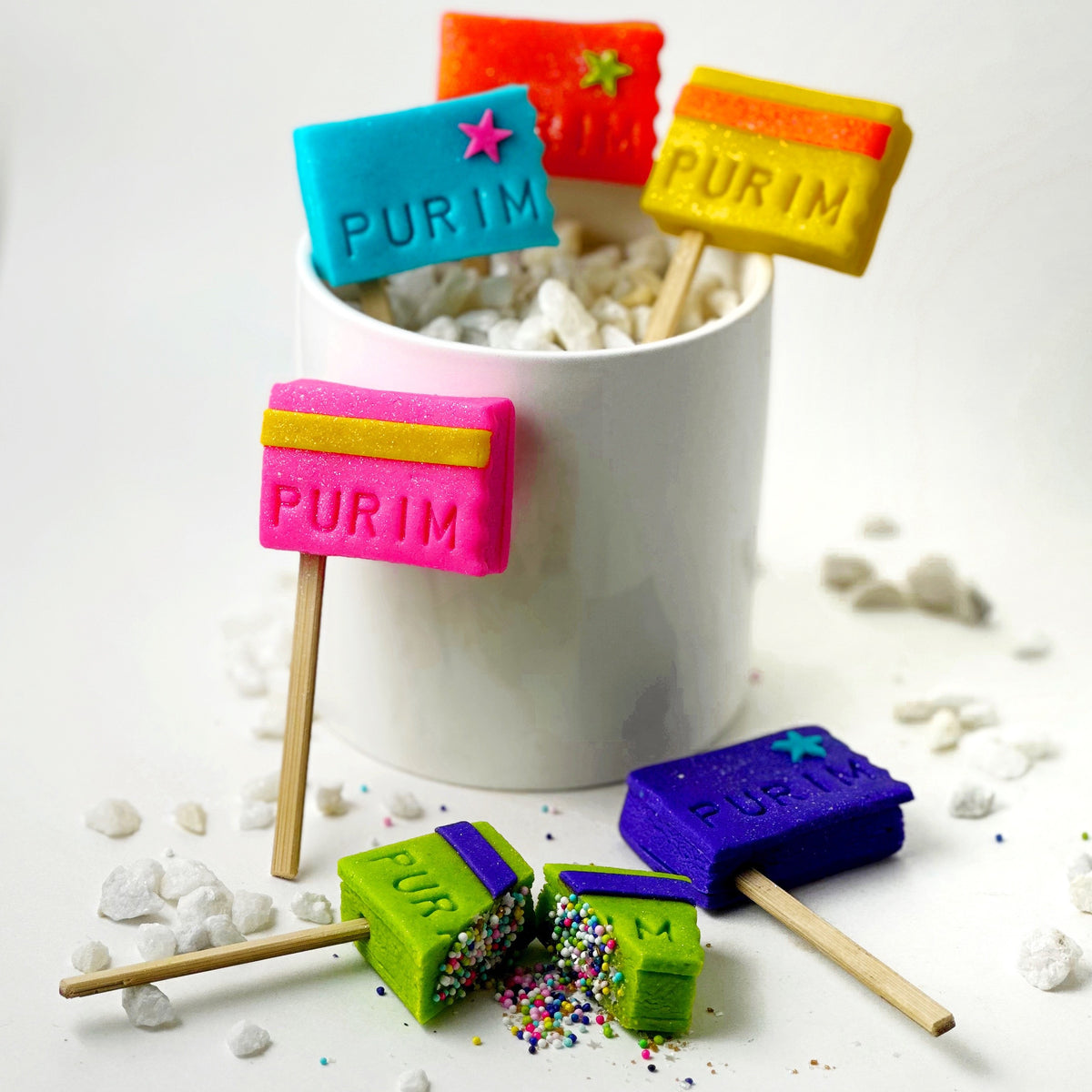 Purim Groggers Sprinkle Surprise Marzipan | marzipops
