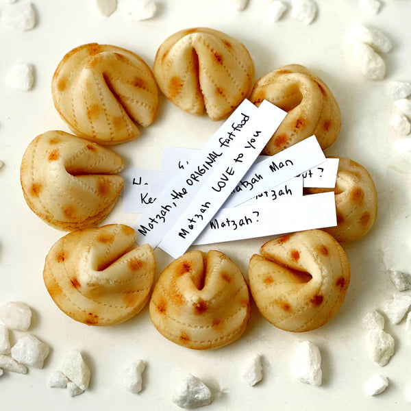 Passover matzah marzipan fortune cookies in a circle