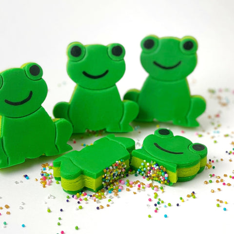 passover frog sprinkle candy marzipan closeup