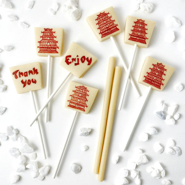 chinese takeout food boxes marzipan candy lollipops
