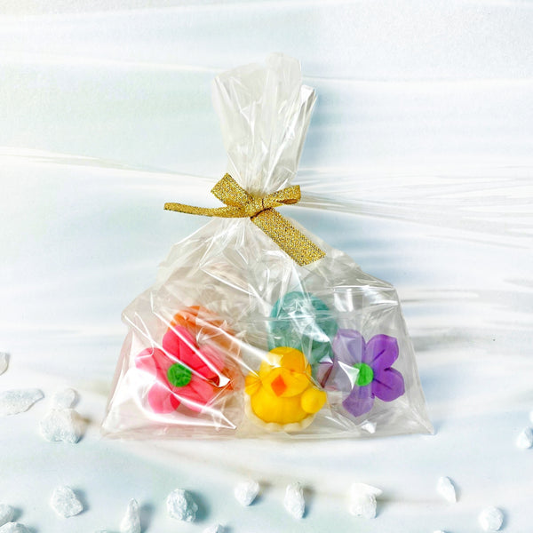 Easter marzipan treat bag with chicks, eggs and flowers single