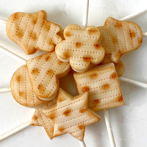 Passover Seder matzah variety marzipan candy lollipops in a pile