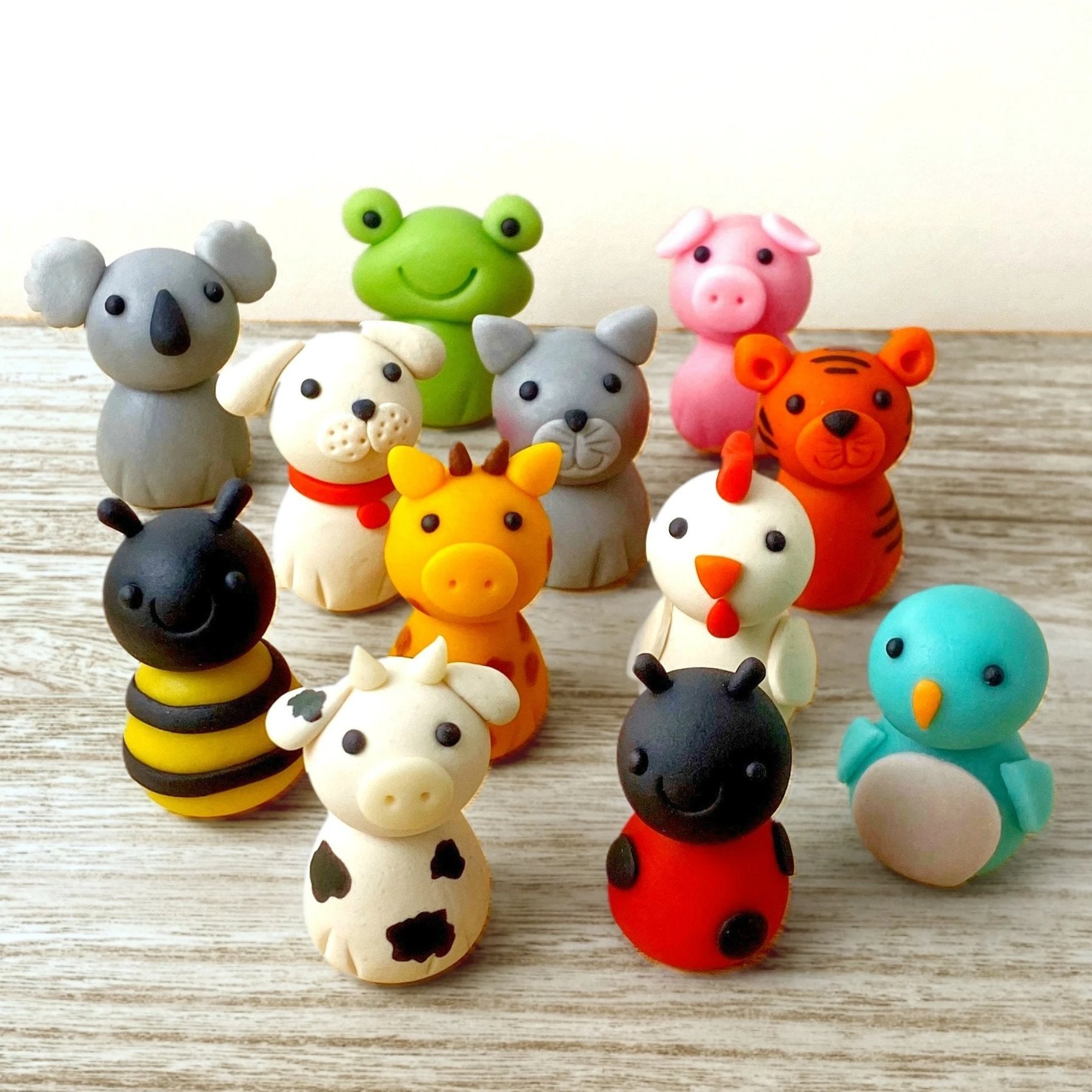 cute animal menagerie assorted marzipan candy sculptures
